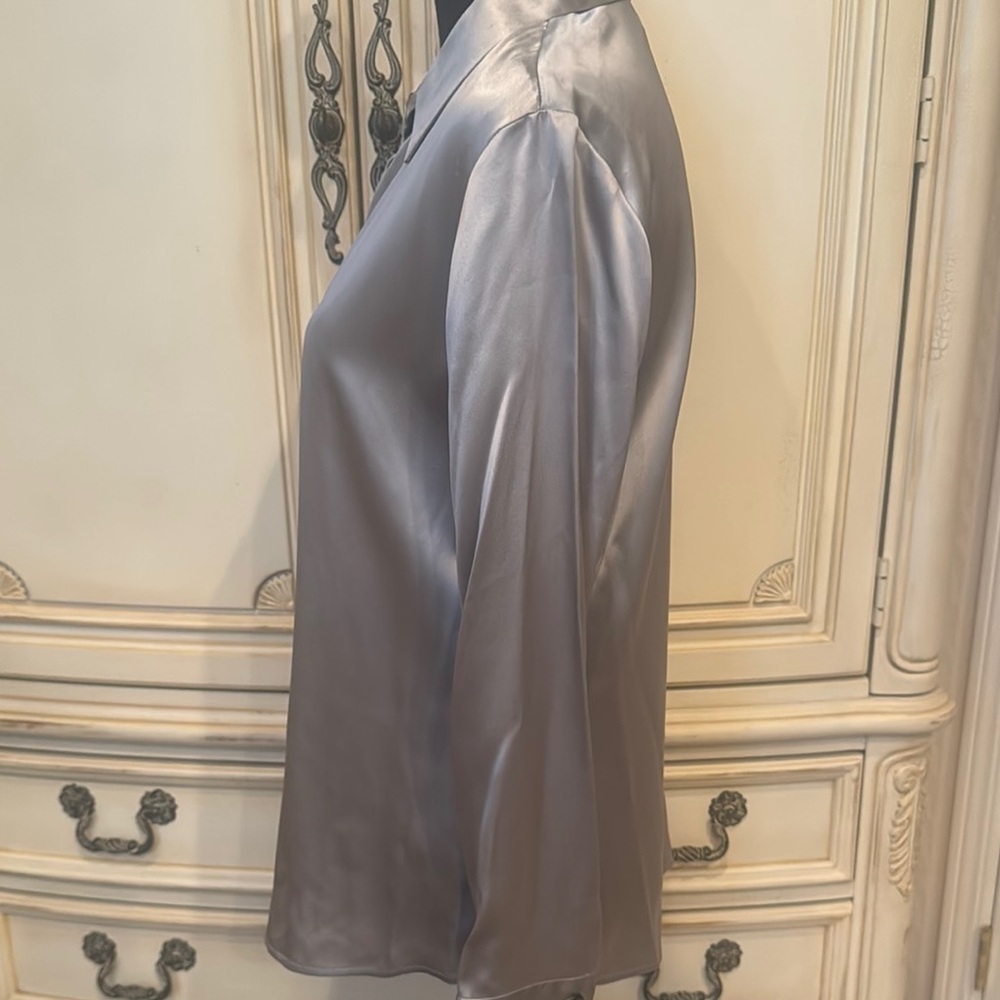 Alfani Silver Blouse Satin Top - Picture 4 of 8